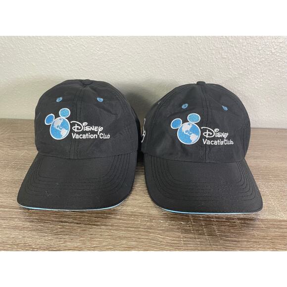 Disney Vacation Club Member Hats Lot of 2 Black Adjustable Embroidered Mickey - Picture 4 of 10